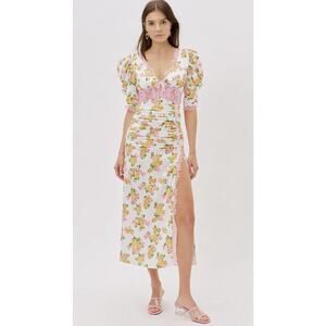 NWT For Love and Lemons Emma Midi Dress in Marigold